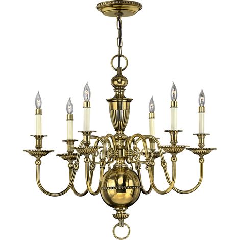 Elstead Cambridge - Lampadario a 6 luci con finitura in ottone lucido, attacco E14 (1/4)