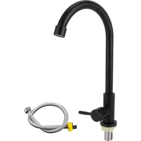 Robinet de Cuisine, Robinet Lavabo en Acier Inoxydable, Mitigeur de Salle de Bain, Mitigeur Lavabo à Bec Haut, Robinet Froid Simple (1/5)