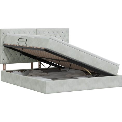 Maison Exclusive - Letto con contenitore e materasso Grigio Chiaro 140 x 190 cm (1/5)