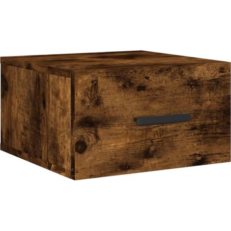 Maison Exclusive - Mesita de noche de pared color roble ahumado 3