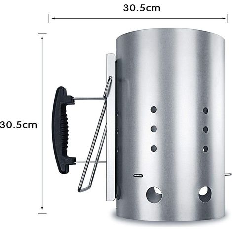 30 cm x 19 cm Anzündkamin für Weber 7416 oder andere Holzkohlegrills, Anzündkamin mit Sicherheitsgriff, Grillanzünder, Schnellanzünder für Holzkohle zum Grillen (1/5)