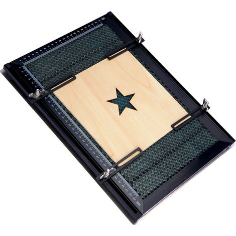 Table de travail pour découpe laser, plateforme de gravure en acier haute résistance avec pince, 380 x 284 x 22 mm (1/5)