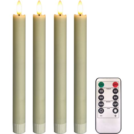 TrendLine LED Kerze warmweiß 24,5 x Ø 2,2 cm batteriebetrieben creme 4 Stück