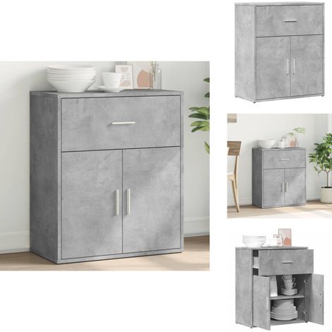Buffet gris béton 60x31x70 cm bois d'ingénierie - Buffet - Armoire De Rangement - Meuble De Cuisine - Rangement - Bois D'ingénierie (1/5)