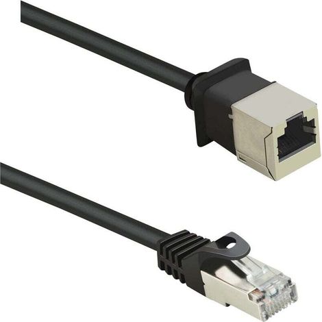 RF-4394121 RJ45 Câble réseau, câble patch CAT 5e F/UTP 1.00 m noir Rallonge avec cliquet d'encastrement, contacts dorés 1 pc(s) W814741 (1/4)