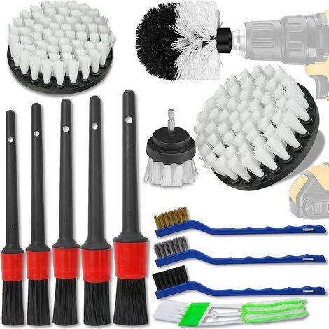 Ensemble de 13 brosses de nettoyage pour bouches d'aération de climatisation automobile, à tête ronde, pour le lavage de voiture (1/5)