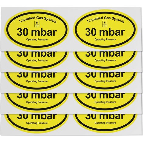 10x Autocollants de Pression de Fonctionnement 9,2 X 5,8 Cm en PVC pour Les Régulateurs de Pression Afin de Marquer La Pression de Fonctionnement Du Système de Gaz. Version Anglaise (1/5)