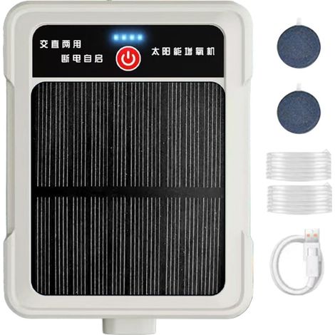 Aérateur Solaire De Pêche Résistant intempéries, autonomie 8 à 12 Heures Aérateur Solaire de Transport de Poissons Vivants pour Fontaine Arrière-Cour Ferme Extérieur Pêcheurs Aquariophiles