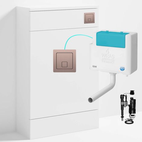 Gloss White 500 x 200mm Back to Wall WC Unit with Concealed Toilet Cistern Set - Bottom Entry (1/4)