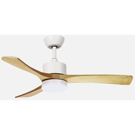 Ventilador Dc Hellin 18w Blanco/haya 3aspas 6vel 106d Luz Opcional 2250l m3000-4500-6500k Remoto+memoria+temporizador (1/2)