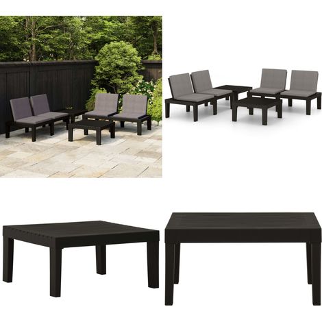 4-tlg. Garten-Lounge-Set mit Auflagen Kunststoff Grau - Gartensitzgruppe - Lounge Set - Gartenmöbel - Kunststoffe Möbel - Outdoor Furniture - Home & Living (1/5)