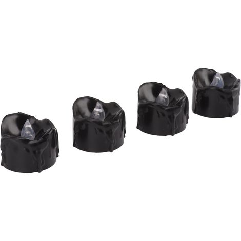 12 bougies noires fondantes LED sans flamme, bougies chauffe-plat scintillantes pour Halloween, piles incluses (1/5)