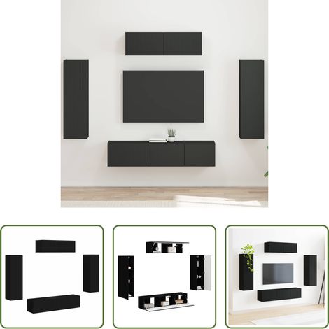 Wandregal - TV-Schränk 5 pcs Schwarz (1/5)