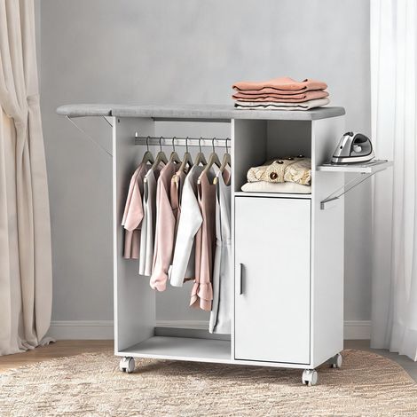 Armoire avec table à repasser pliante et roulettes 127 x 42,5 x (1/5)