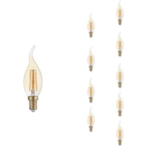 Ampoule LED E14 Flamme Filament 4W T35 - Pack de 10 - Blanc Chau (1/3)