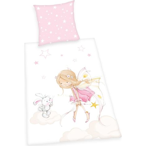 Ensemble de literie en Flanelle Young Collection, Little Fairy, taie d'oreiller 70 x 90 cm, Housse de Couette 140 x 200 cm, avec Patte de Boutonnage, 100% Coton/Flanelle (1/5)