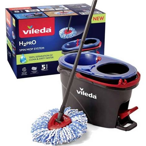 [NEUWERTIG] B-Ware Vileda Bodenwischer H2PRO Wischmopp mit Teleskopstiel und Powerschleuder 360° (1/2)