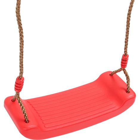 Balançoire d'extérieur pour enfants, siège de balançoire en plastique rouge avec corde, pour intérieur et extérieur. (1/5)