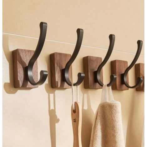 Porte-manteau - patères en bois, crochets muraux pour chapeaux, clés, serviettes, portefeuilles, décoration pour salon, salle de bain, chambre, cuisine, dressing - A (1/5)