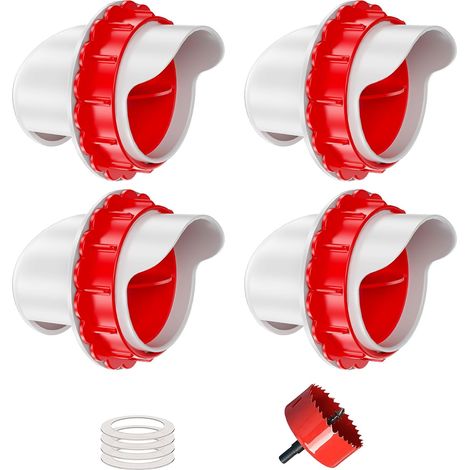 Mangeoire Poules Distributeur Nourriture Automatique 4 Ports Rouge (1/5)