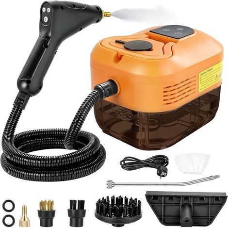 Pulitore a vapore portatile da 4,5 bar,2500 W,con 6 velocità regolabili e serbatoio dell'acqua da 1,2 l,piastrelle e finestre (arancione) (1/5)