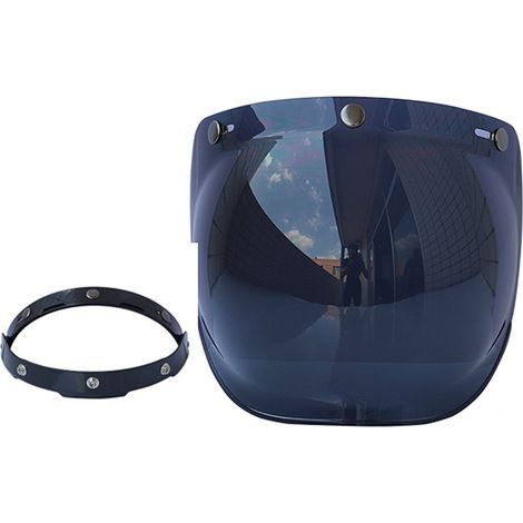 Casque de moto Anti-UV anti-rayures, visière à bulles, pare-vent universel pour visage ouvert Standard à 3 boutons-pression. (1/5)