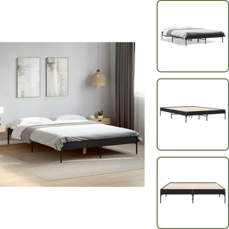 Cadre de lit sans matelas noir 120x200 cm - Cadre De Lit - Lit Double - Lit Noir - Meuble Chambre - Literie (1/5)