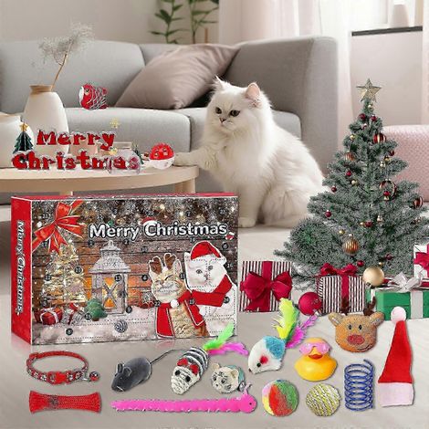 24-tägiger Adventskalender für Katzen, Überraschungs-Spielzeugbox für Katzen, Weihnachtscountdown für Haustiere, festliche Spielzeugbox für Kätzchen, Weihnachtsgeschenk für Katzen (1/4)