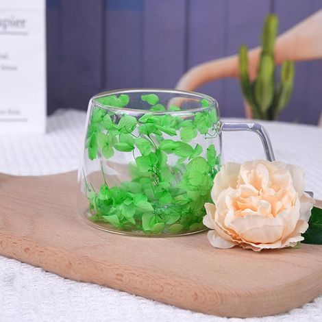 Verre double paroi avec fleurs séchées, 200ml, avec anse, pour Latte Macchiato & Cappuccino