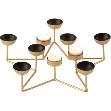 Bougeoir Design en Métal "Étoile" 35cm Noir & Or (1/2)
