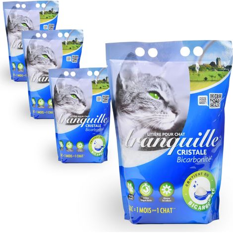 Litière pour Chat Cristale Gel de Silice et Bicarbonite 4L - Lot de 4 (1/4)