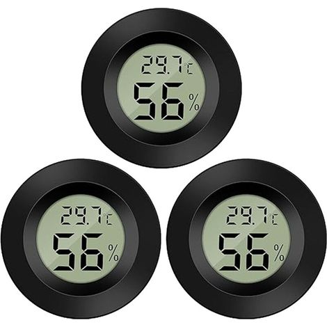 Mini termometro e igrometro digitale LCD a 3 pezzi, indicatore portatile di temperatura e umidità per ufficio, cucina, umidificatori, incubatrici e rettili. (1/4)