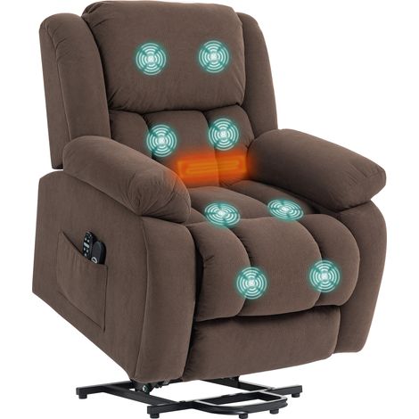 Poltrona reclinabile elettrica con funzione massaggio e riscaldamento, 93 x 104 x 100 cm, marrone