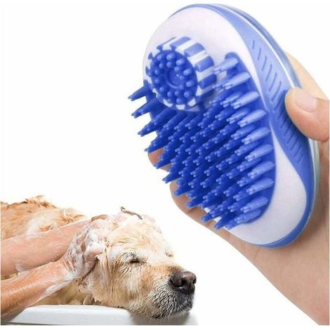 Online Store - Brosse de bain pour animaux de compagnie, brosse de massage 2 en 1 pour distributeur de shampoing, convient pour le lavage, le (1/5)