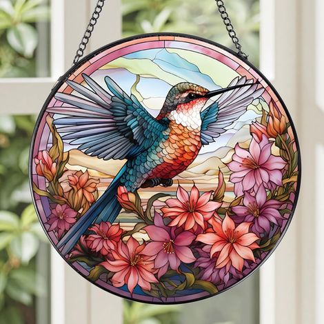 Attrape-soleil en vitrail à suspendre, décoration murale artistique pour maison, cadeau parfait Noël Thanksgiving, diamètre : 9 cm (1/4)
