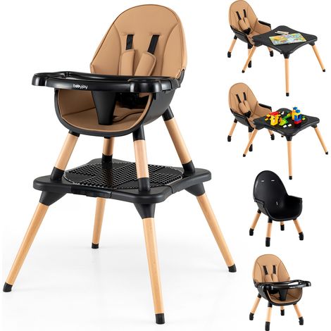 Chaise haute pour bébés et tout-petits 6 en 1 convertible, set de table et chaise - café (1/5)