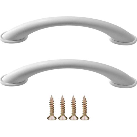 2x Poignée de meuble entraxe 96mm plastique placard porte cuisine armoire tiroir buffet maison, blanc (1/5)