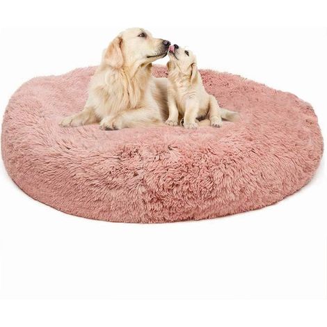 Lit Coussin Chien Chat Apaisant XXL,Panier Chien Rond Donut Moelleux,XL Doux Peluche Anti Stress Panier Soutient Orthopédique Mousse,Coussin Chien pour Animal Chats et Moyen Grands Chiens(90cm) (1/5)