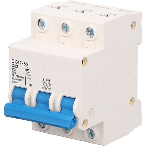 Ortviai Disjoncteur différentiel 3P 32 A 220 V DZ47-63 avec protection contre les surcharges, courts-circuits et fuites (1/5)