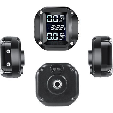 Système de surveillance de la pression des pneus de moto étanche 7 modes d'alarme sans fil TPMS Réveil automatique et sommeil Port de charge magnétique avec 2 capteurs externes (1/3)