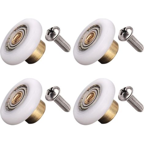 Lot de 4 roulettes de porte de douche en acier inoxydable de 19 mm de diamètre, blanc, 19 mm x 5 mm (acier inoxydable) (1/5)