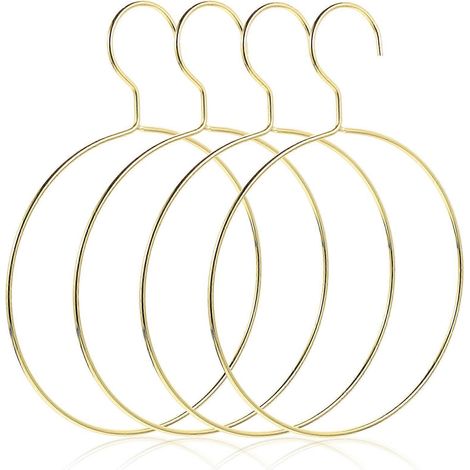 Lot de 4 anneaux porte-foulards style nordique, cintres pour vêtements, cintres métalliques pour ceintures-25.5X17.8CM-Golden (1/3)