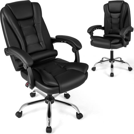 Chaise de Bureau Inclinable Ergonomique, avec Hauteur Réglable, Dossier Respirant, Accoudoirs Rembourrés, Assise Large, Roulettes Universelles, Noir (1/5)