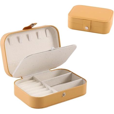 Boîte à bijoux, petite et élégante, boîte de rangement pour bijoux, boîte de voyage, cadeau pour femmes et filles, couleur kaki. Pièce unique. (1/5)