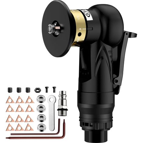 Outil de chanfreinage pneumatique – Mini outil de chanfrein à air avec 6 lames d'angle C et 6 lames à angle R, outil de chanfreinage 45 ° 30 000 tr/min pour métal et bois avec entrée d'air de (1/5)