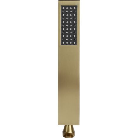 Pommeau de douche carré plat G1/2 en cuivre massif brossé or, douchette à main pour salle de bain (1/5)