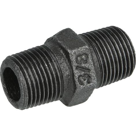 Raccord en fonte malléable noir nipple double 3/8'' FM/FM