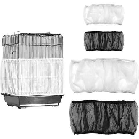 4 Pièces Couverture De Cage à Oiseaux,2 Tailles Couvertures de Cage à Oiseaux,Noir Blanc Filet Cages Oiseaux Housse De Protection en Maille pour Perroquets Aras Cages Rondes et Carrées (1/5)