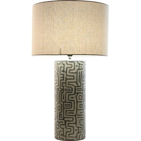 Lampe de table moderne en céramique blanche et abat jour lin - Blanc céramique et lin naturel (1/5)