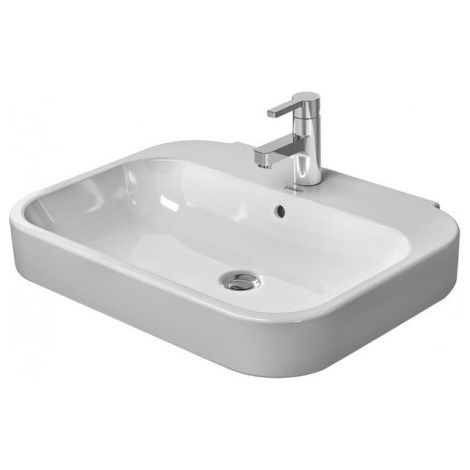 Lavabo DU Happy D.2 600 mm avec trop-plein, bonde, 3 flexibles d'évacuation, blanc